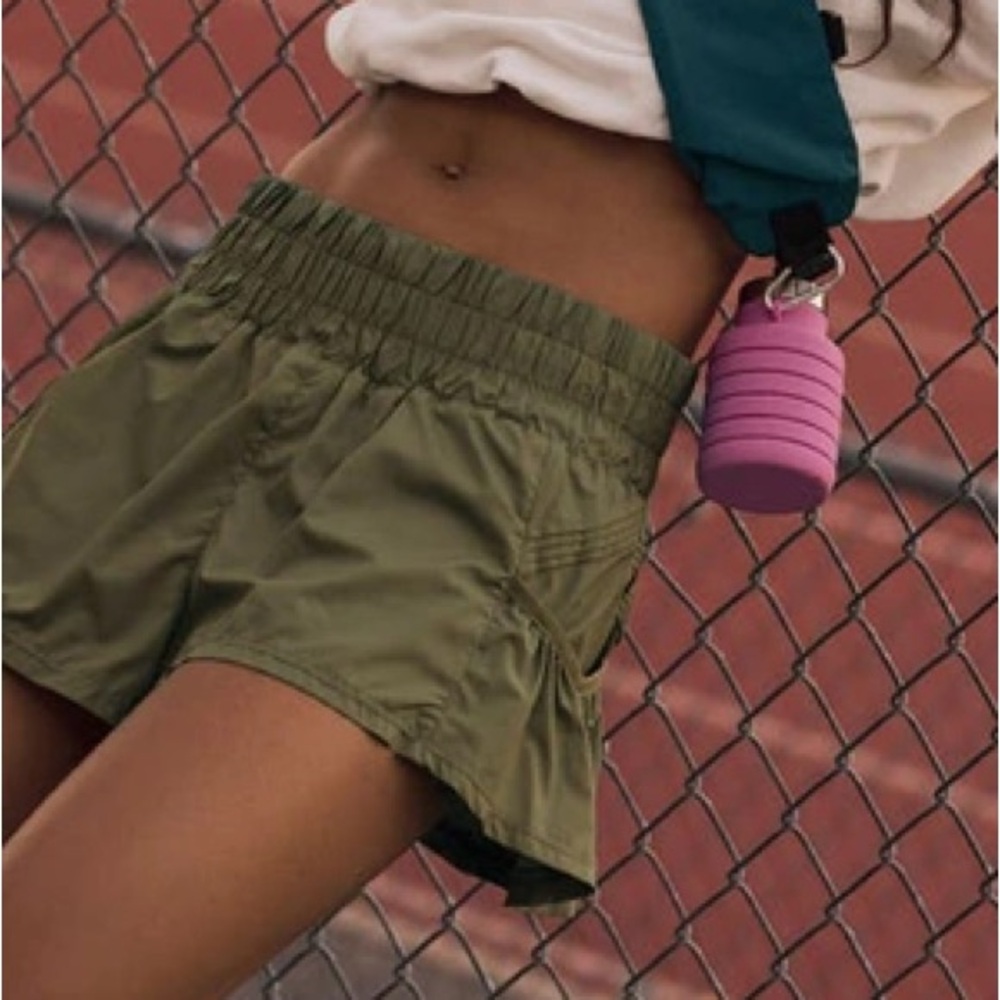 Free People Olive Green Athletic Shorts